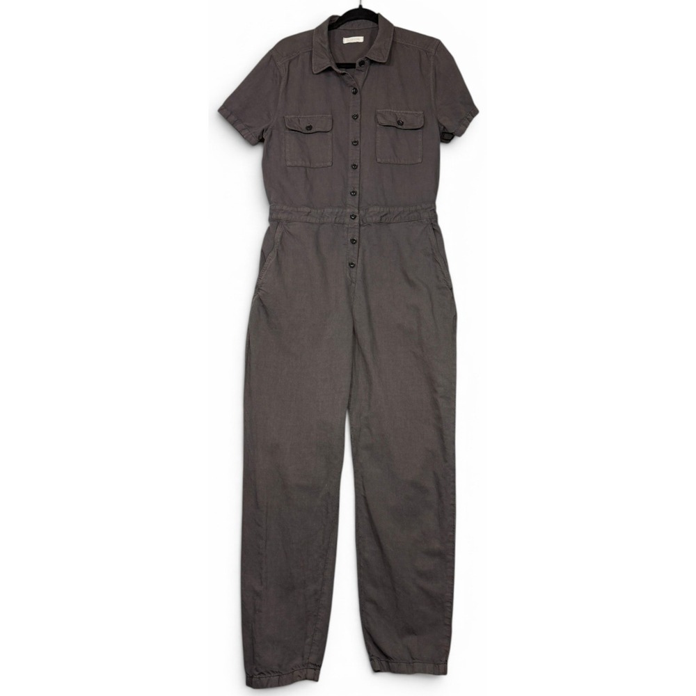 OUTERKNOWN S.E.A. Jumpsuit Womens M Gray Brown Utility Short Sleeve Boiler Suit